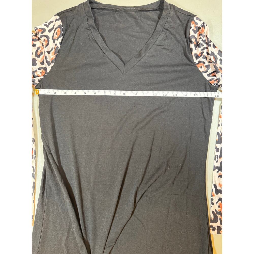 NWT Cupshe Black Leopard Long Sleeve Dress Size Medium Twist Hem Stretchy - Picture 5 of 6